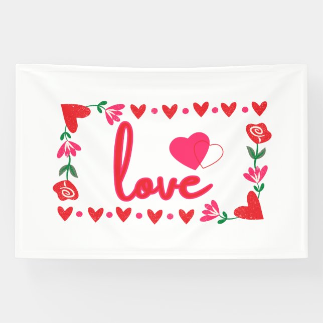 Bannière en vinyle 4x6 pour la Saint-Valentin Amou (Horizontal)