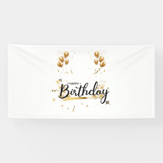 Bannière en vinyle 4x8 Joyeux Anniversaire Or