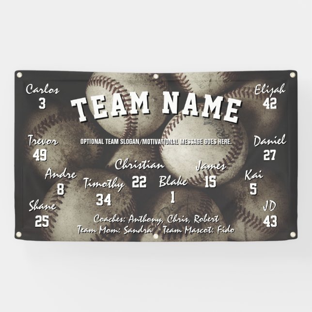 Bannière Esprit de l'équipe de baseball personnali (Horizontal)