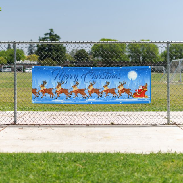 Bannière extérieure-Père Noël sur la ville Joyeux  (En situation)