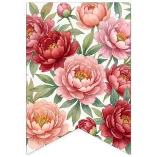 Bannière fanion florale pivoine – Décoration douce Bunting Flags