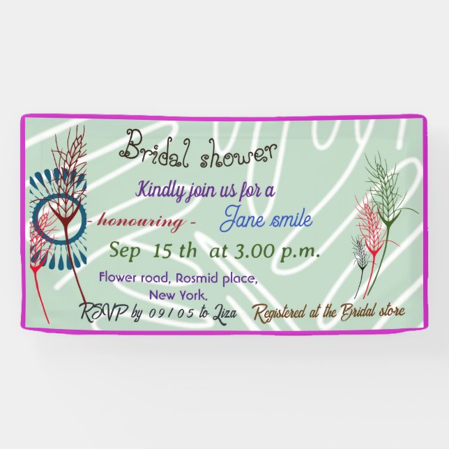 BANNIÈRE FÊTE DES MARIÉES verte rustique personnal (Horizontal)