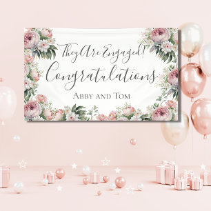 Bannière Fiançailles élégante rose blanche
