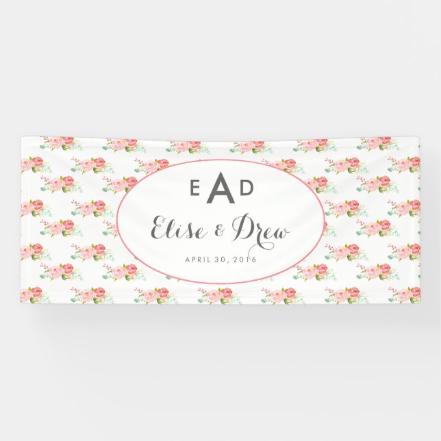 Bannière florale de monogramme (Horizontal)