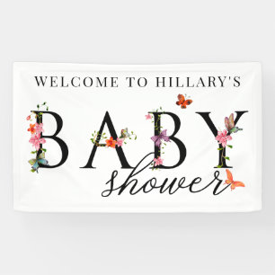 Bannière florale élégante de baby shower de