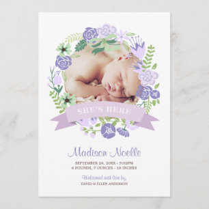 Bannière florale Faire-part de naissance