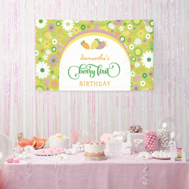 Bannière fraise 'Berry First' 1er anniversaire (Fête)