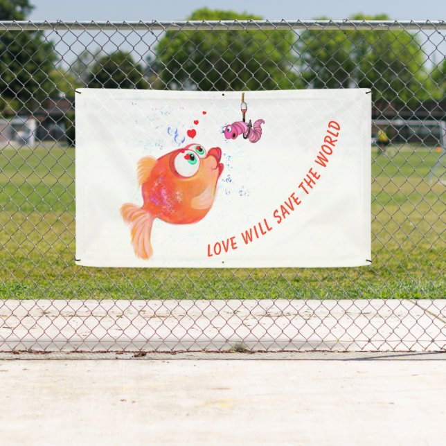 Bannière Funny Poisson et ver bannière - Texte per (En situation)