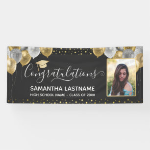 Bannière Gold and Silver Balloons Graduation 2022