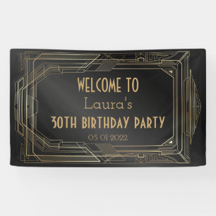 Bannière Gold et Black Great Gatsby Party Retour