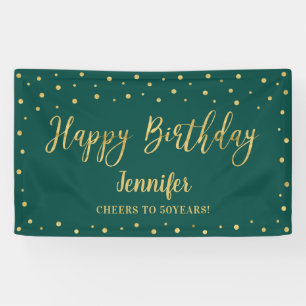 Bannière Gold & Green Joyeux anniversaire