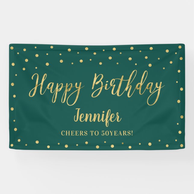 Bannière Gold & Green Joyeux anniversaire (Horizontal)