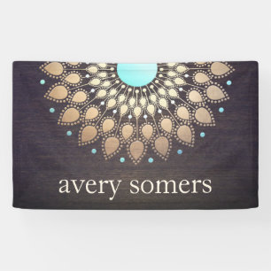 Bannière Gold Mandala Lotus Wood