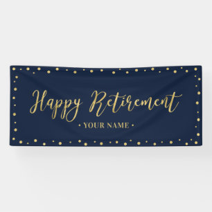 Bannière Gold & Navy Blue Happy Retraite Party
