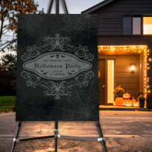 Bannière gothique Araignée du crâne Webs Halloween