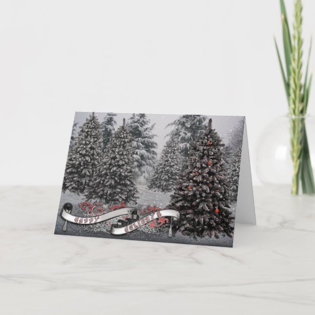 Bannière gothique d'arbre d'hiver de cartes de (Devant)