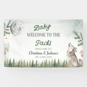 Bannière grande pour Baby Shower Loup de la Forêt