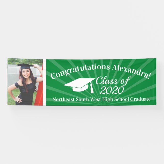 Bannière Green Custom Photo 8' Large Graduation (Horizontal)