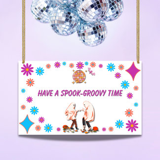 Bannière groovy Halloween épouvantable