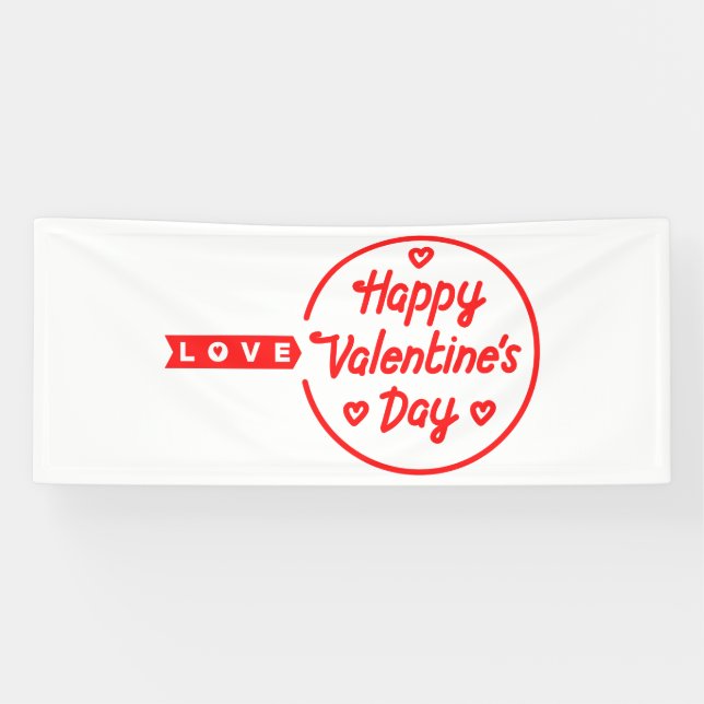 Bannière Heureuse Sainte-Valentin Love 2.5x6 Vinyl (Horizontal)