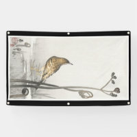 Bannière JAPONAISE d'OISEAU d'IMPRESSION de BOIS