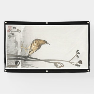Bannière JAPONAISE d'OISEAU d'IMPRESSION de BOIS