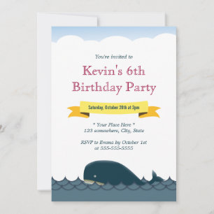 Bannière jaune Baleine bleue Invitations d'anniver