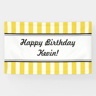 Bannière jaune blanc Anniversaire rayures
