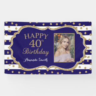 Bannière Joyeuse 40e anniversaire Marine Blue Gol