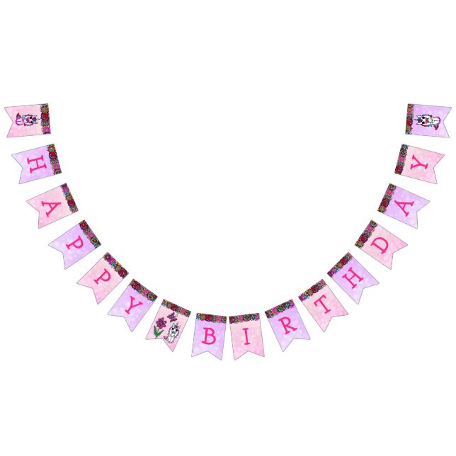 Bannière joyeuse de Unicorne rose et pourpre (Tout)