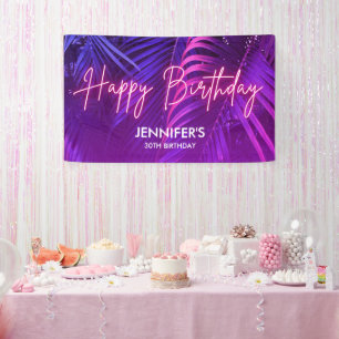 Bannière Joyeux Anniversaire Feuille de Palmier Ro