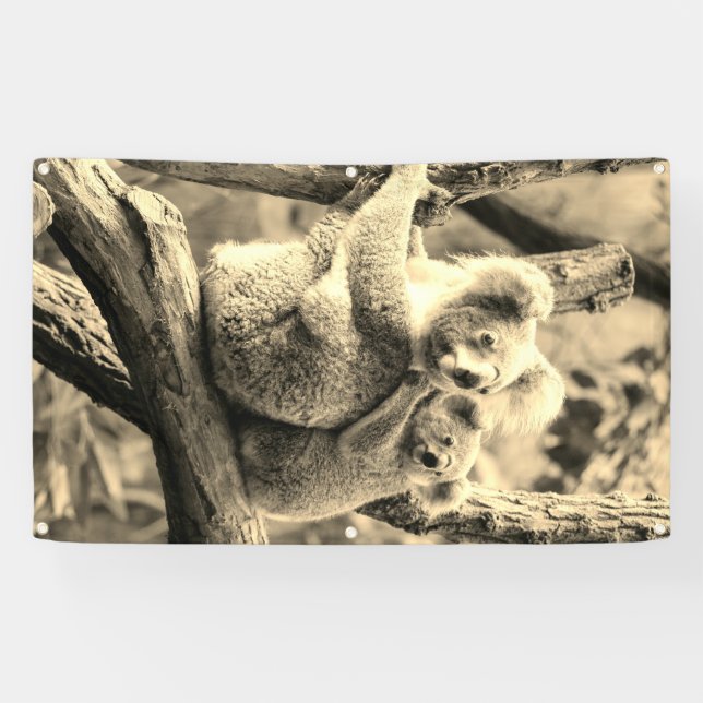 Bannière KOAHLA BEAR ET CUB AVEC GROMMETS (Horizontal)