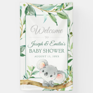 Bannière Koala Bear et Eucalyptus Leaf Baby showe