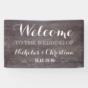 Bannière Mariage de bienvenue Bois Vintage rustiqu