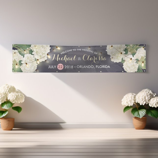 Bannière mariage Fleurs Hydrangea Chaîne Bleu clai (Créateur téléchargé)