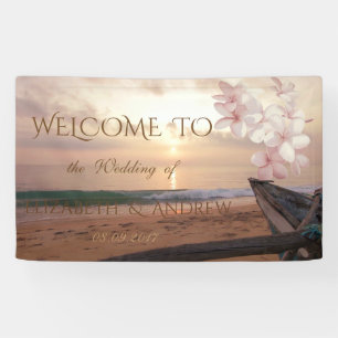 Bannière Mariage Plage Sunset Plumeria