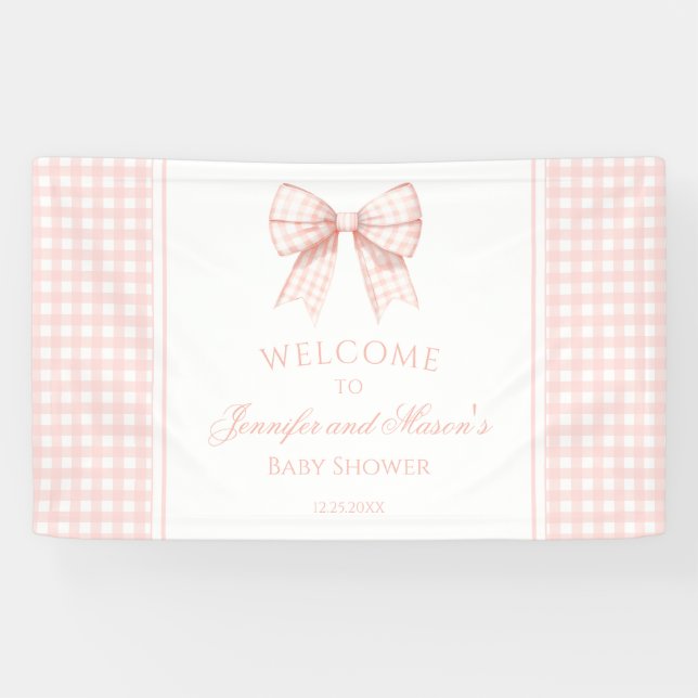 Bannière mignonne ruban arc rose baby shower d'acc (Horizontal)