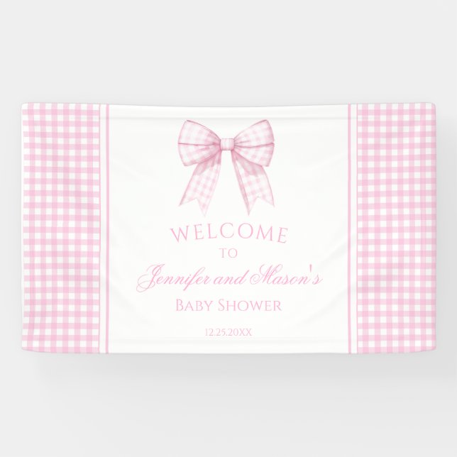 Bannière mignonne ruban arc rose baby shower d'acc (Horizontal)