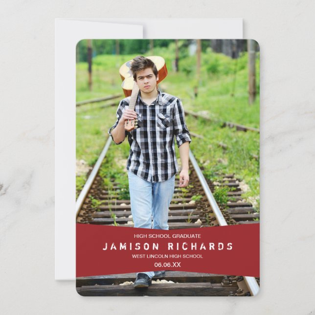 Bannière moderne Invitation Grad Party / Rouge (Devant)