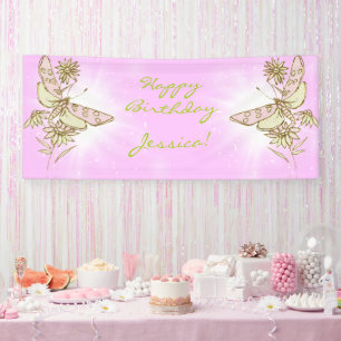 Bannière Papillon Rose Citron Vert