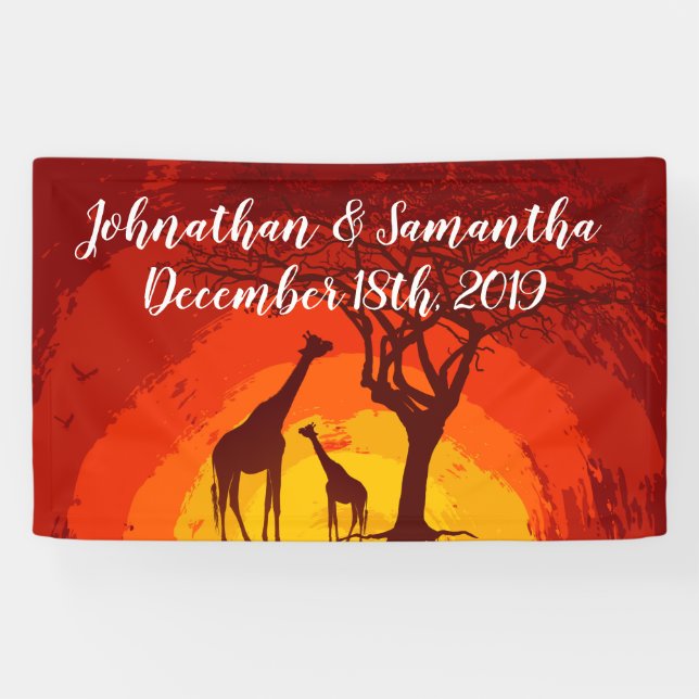 Bannière personnalisée 3'x5' African Safari Giraff (Horizontal)