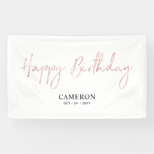 Bannière personnalisée d'anniversaire minimal Rose