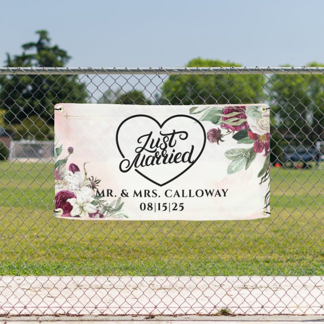 bannière personnalisée de voiture juste mariée (Insitu)