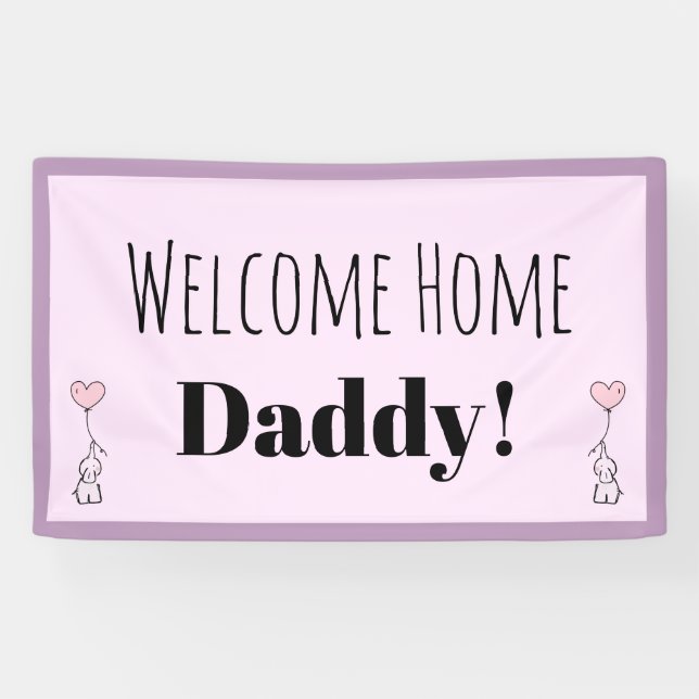 Bannière personnalisée mignonne rose à la maison (Horizontal)