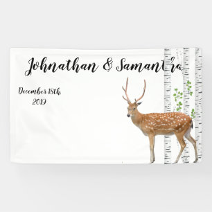 Bannière personnalisée XMAS Deer Doe Woodland B 3'