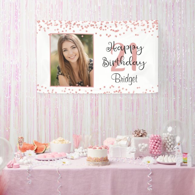Bannière photo Chic 21e anniversaire Rose Parties  (Fête)