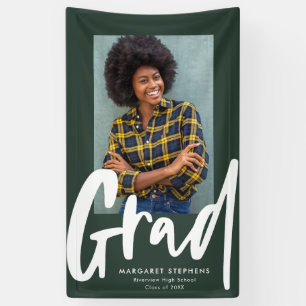 Bannière photo de graduation verte grad-trendy