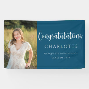 Bannière photo Elegant Navy Blue White Graduation