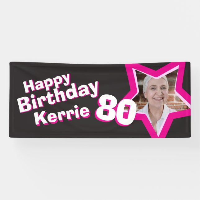 Bannière photo personnalisée pour 80e anniversaire (Horizontal)