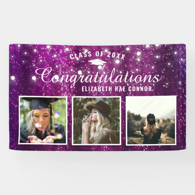 Bannière photo Purple Sparkle Graduation (Horizontal)